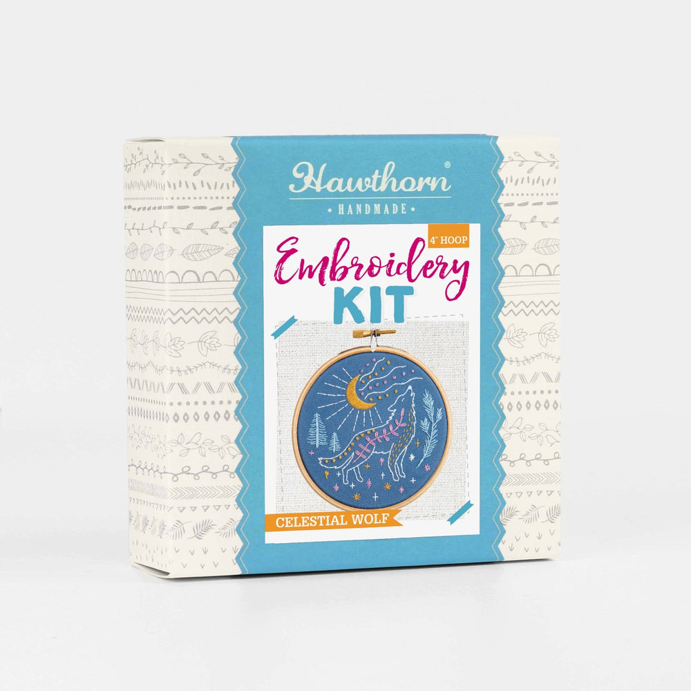 Celestial Wolf Mini Embroidery Kit | Complete Craft Kit for Beginners - Violet Elizabeth - Haberdashery