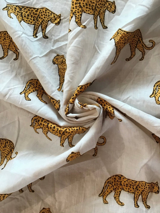Cheetah in daylight Screen Printed Fabric 100% Cotton - Violet Elizabeth - Haberdashery