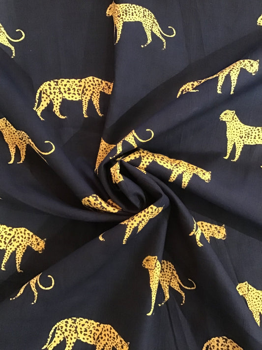 Cheetah Screen Printed Fabric 100% Cotton - Violet Elizabeth - Haberdashery