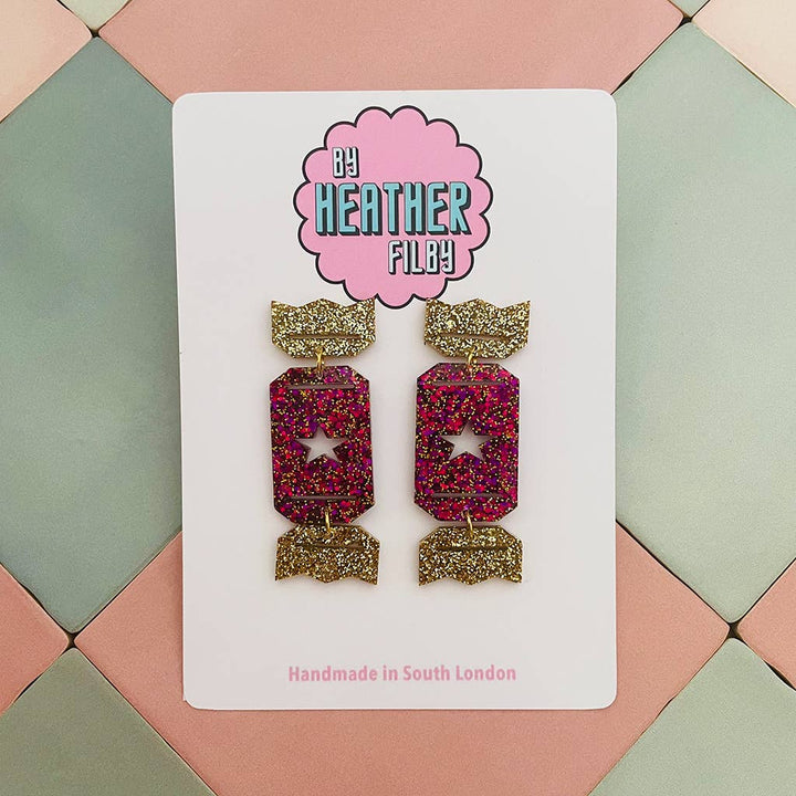 Christmas Cracker Glitzy Glitter Earrings (MORE COLOURS) - Violet Elizabeth - Jewellery