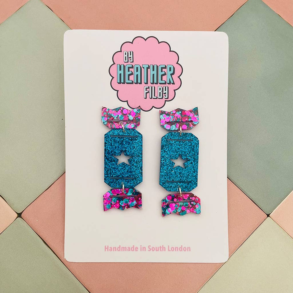 Christmas Cracker Glitzy Glitter Earrings (MORE COLOURS) - Violet Elizabeth - Jewellery