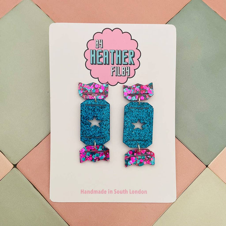 Christmas Cracker Glitzy Glitter Earrings (MORE COLOURS) - Violet Elizabeth - Jewellery