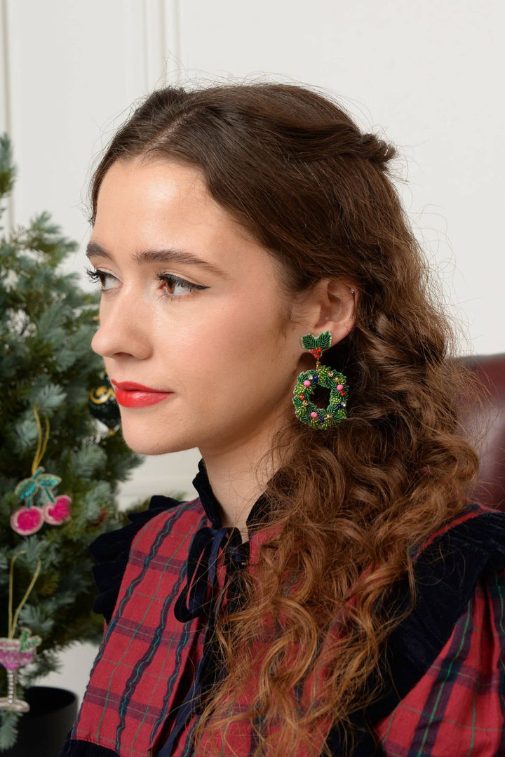 CHRISTMAS WREATH EARRINGS - Violet Elizabeth - 