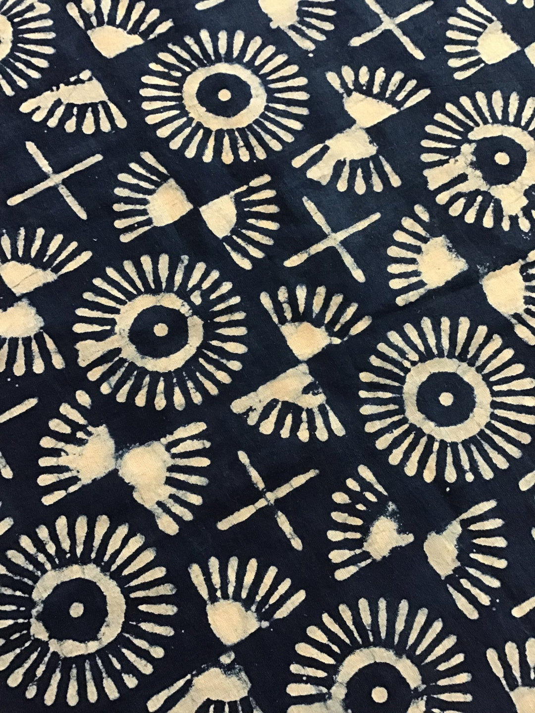 Circle and cross Batik Hand Printed Pure Cotton Fabric - Violet Elizabeth - Haberdashery