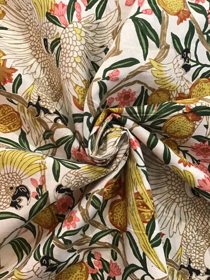Cockatoo Party Screen Printed Screen Printed Cotton Fabric