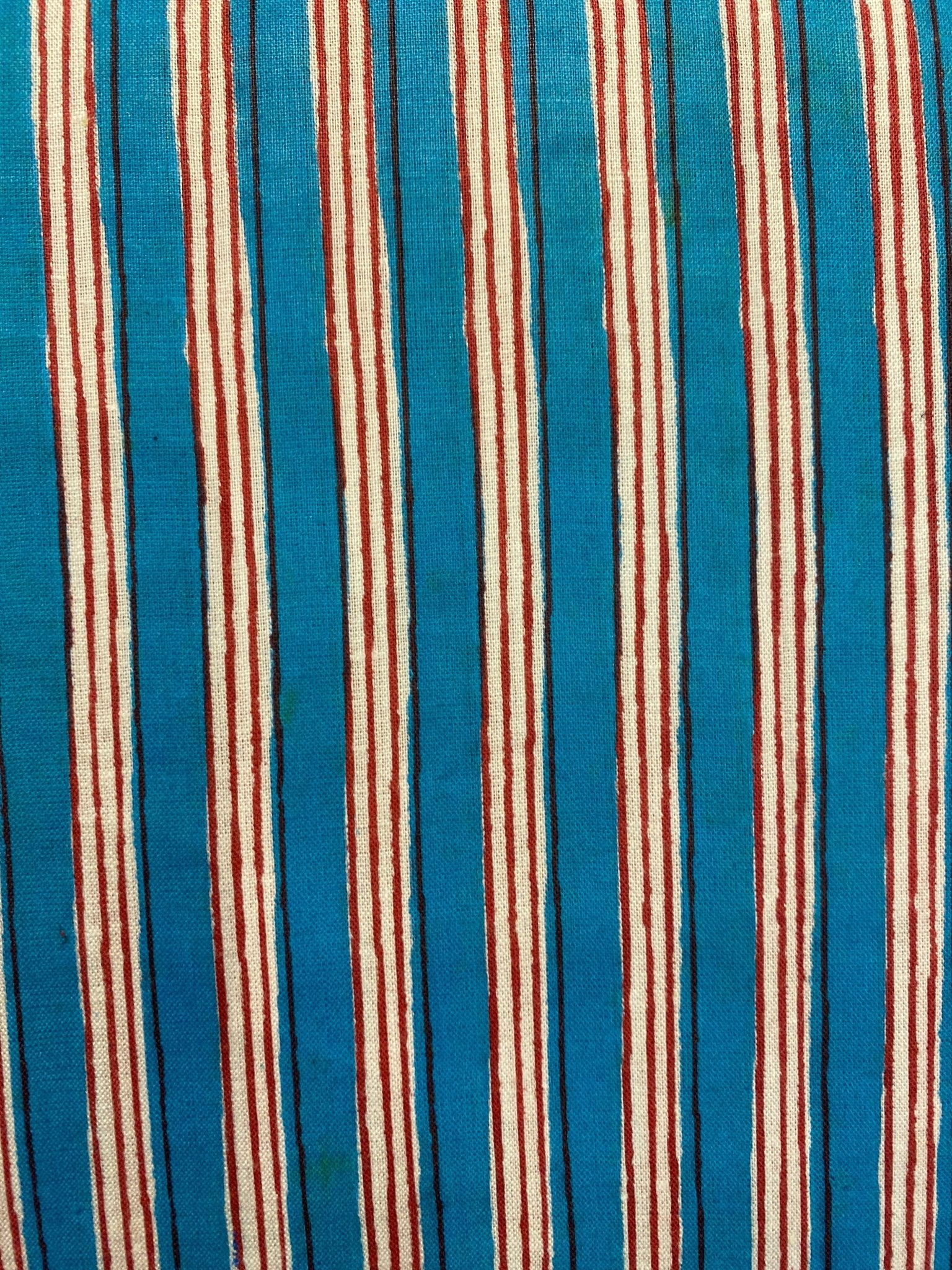 (Copy) (Copy) Red, green and white stripe Screen Printed Fabric 100% Cotton - Violet Elizabeth - Haberdashery