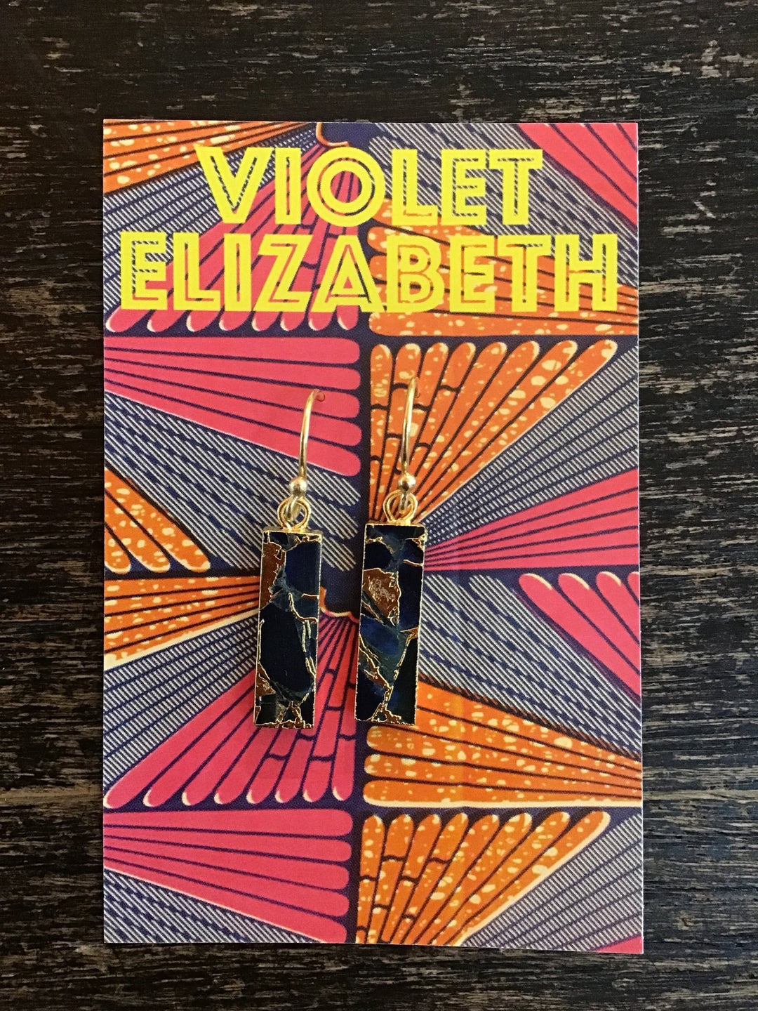 Crackle Mini Blue Jasper Gold Earrings - Violet Elizabeth - Jewellery