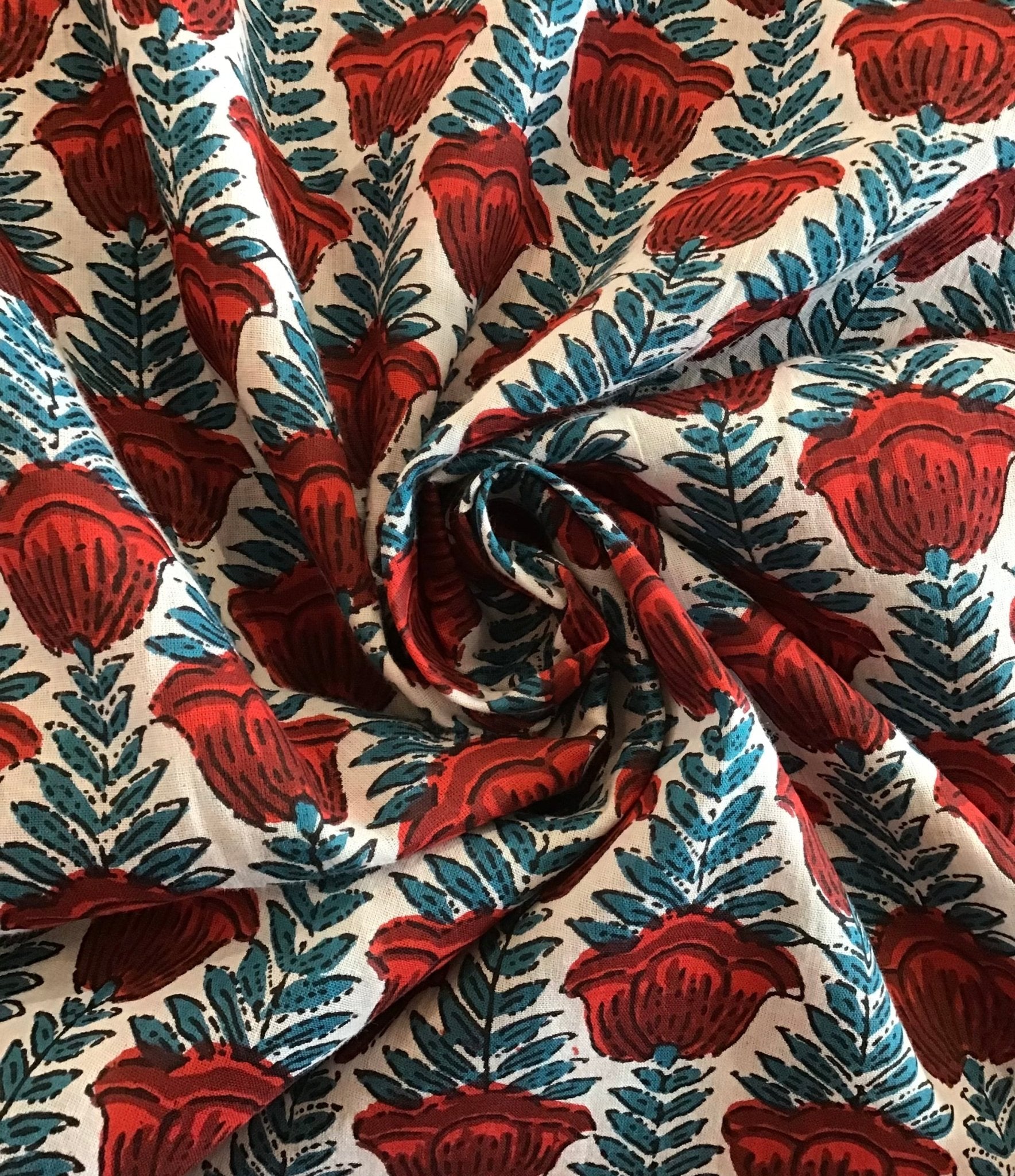 Crenelation grey print Block Printed Fabric - Violet Elizabeth - Haberdashery
