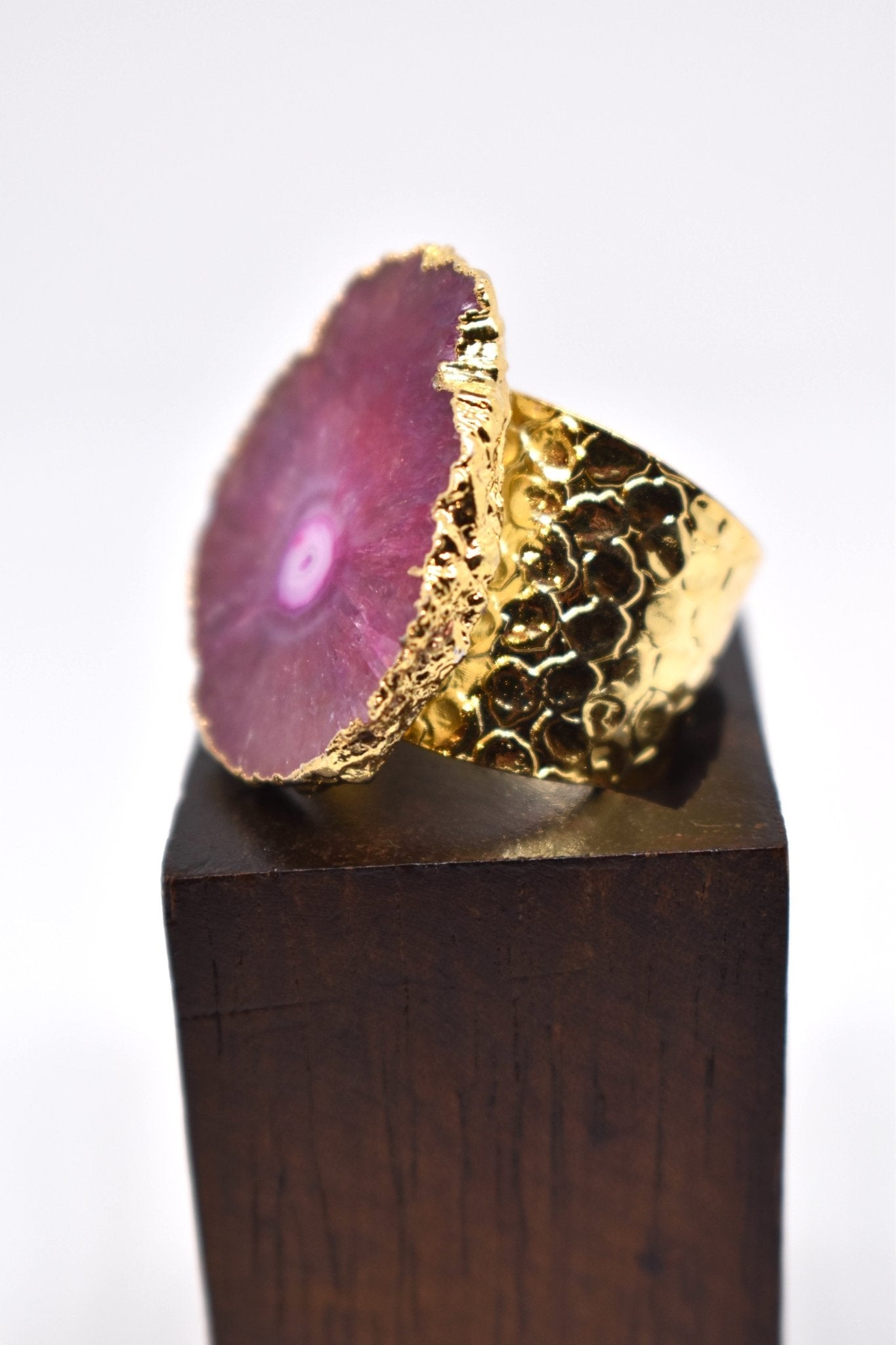 Crimson Magical Agate Slice Ring - Violet Elizabeth - Jewellery