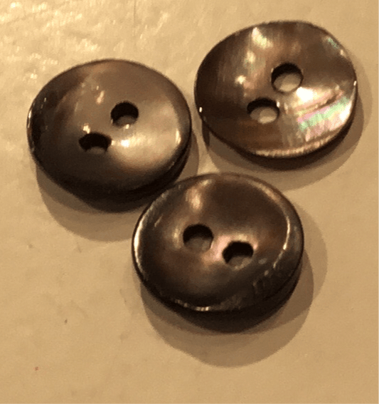Dark mother of pearl Buttons 10mm - Violet Elizabeth - Haberdashery