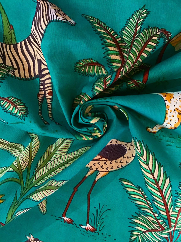 Day At The Zoo Screen Printed Screen Printed Cotton Fabric