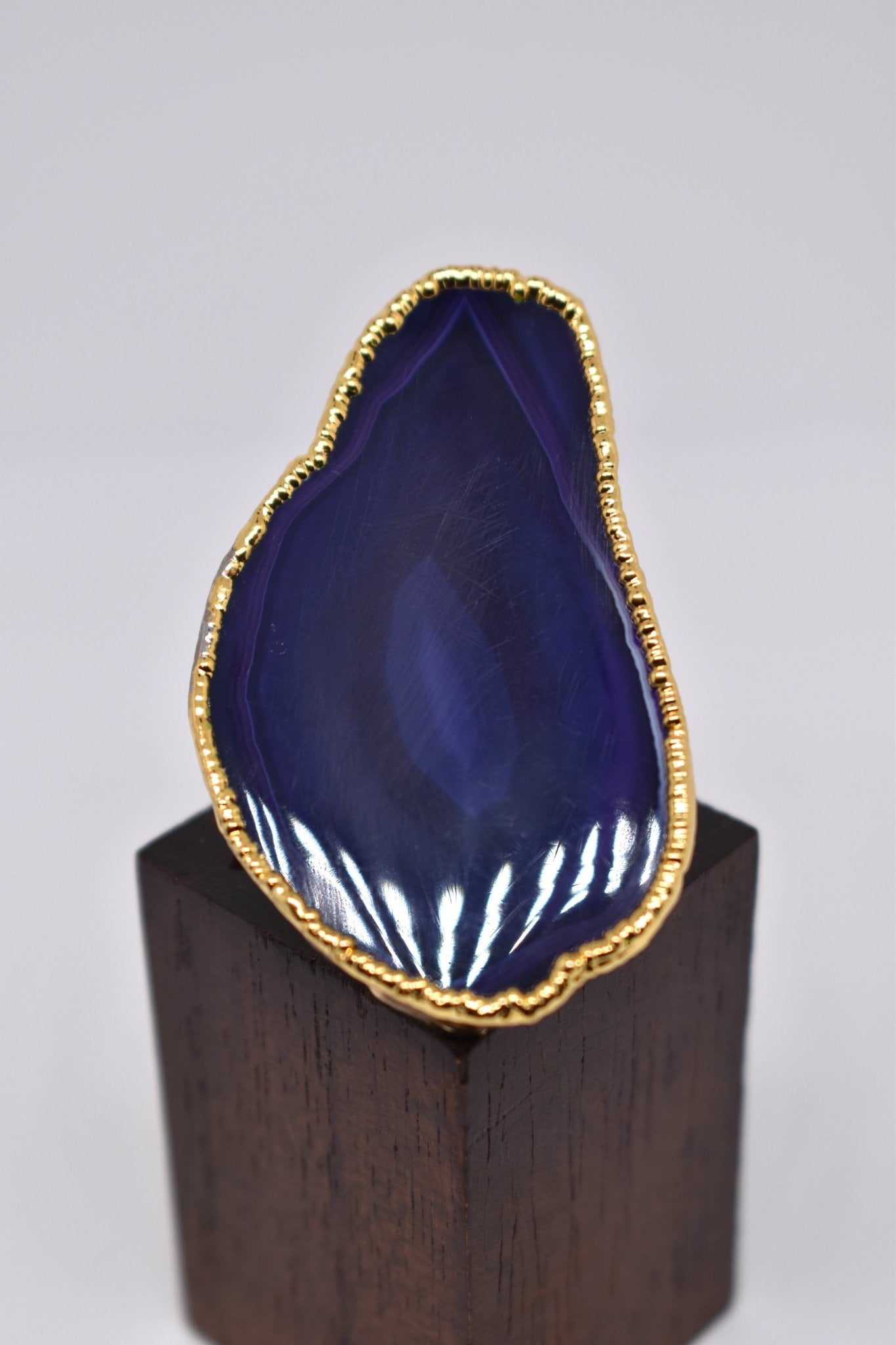 Deep Purple Large Agate Slice Ring - Violet Elizabeth - Jewellery