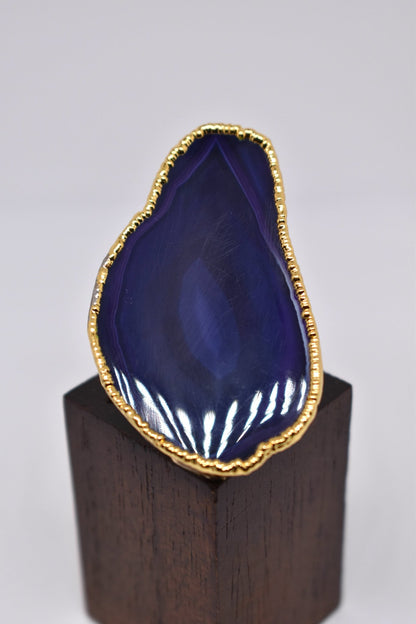 Deep Purple Large Agate Slice Ring - Violet Elizabeth - Jewellery