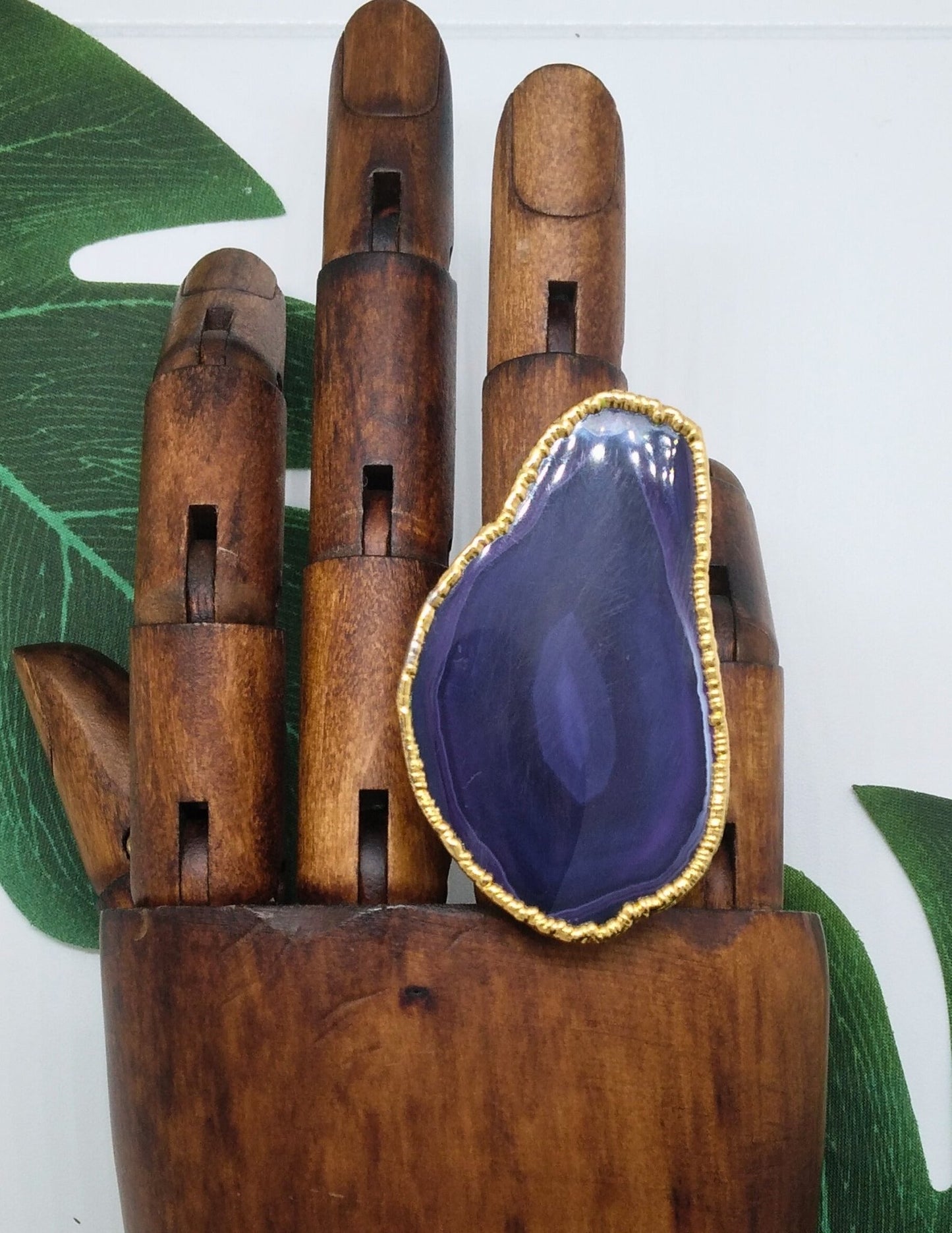 Deep Purple Large Agate Slice Ring - Violet Elizabeth - Jewellery