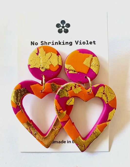 Desert Glow Large Heart Earrings - Violet Elizabeth - Jewellery