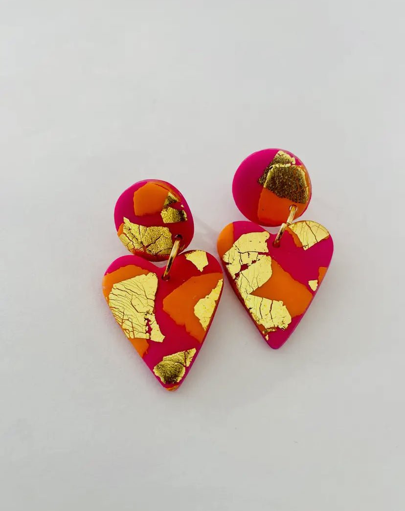 Desert Glow Medium Heart Earrings - Violet Elizabeth - Jewellery