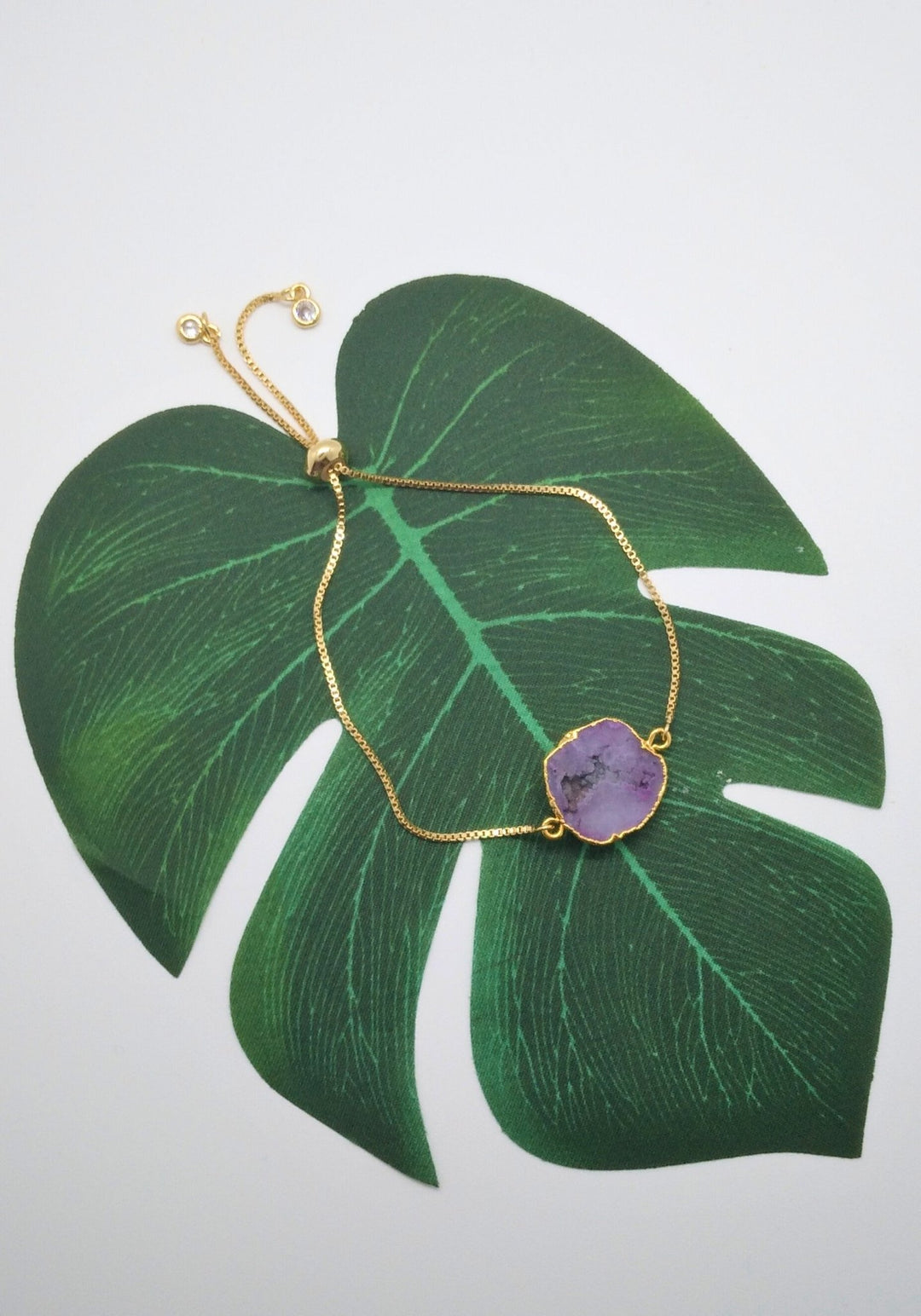 Dusky Pink Half Geode Druzy Bracelet - Violet Elizabeth - Jewellery