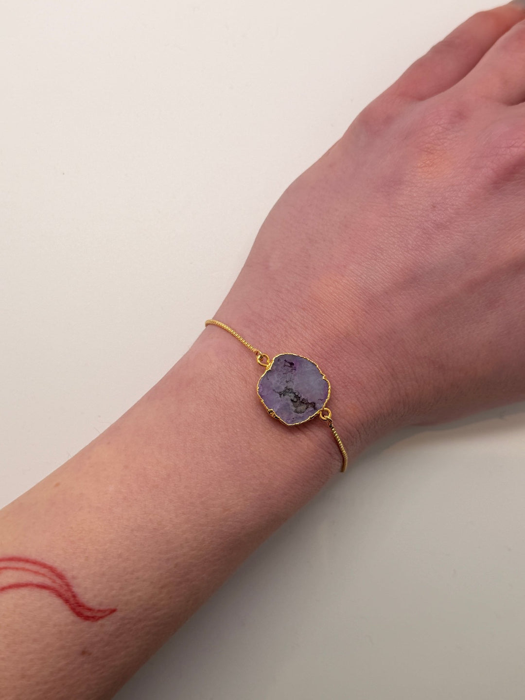 Dusky Pink Half Geode Druzy Bracelet - Violet Elizabeth - Jewellery
