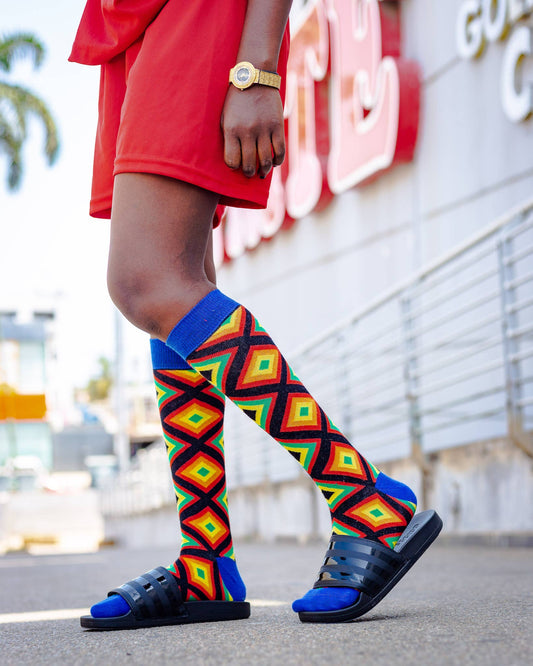 Sasa Kente African Socks: Small - US 4.5-7.5 (EU 35-40) - Violet Elizabeth