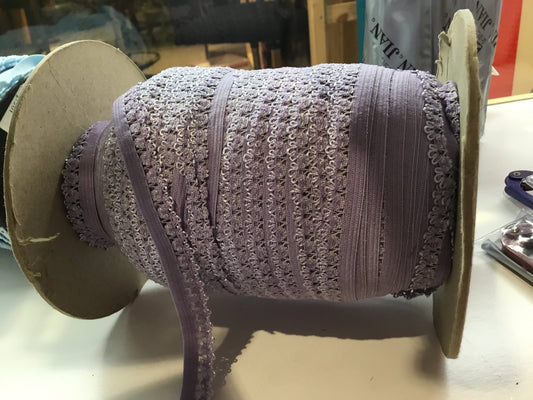 Elastic: lavender made for knickers 12mm inc.patterened edge - Violet Elizabeth - Haberdashery