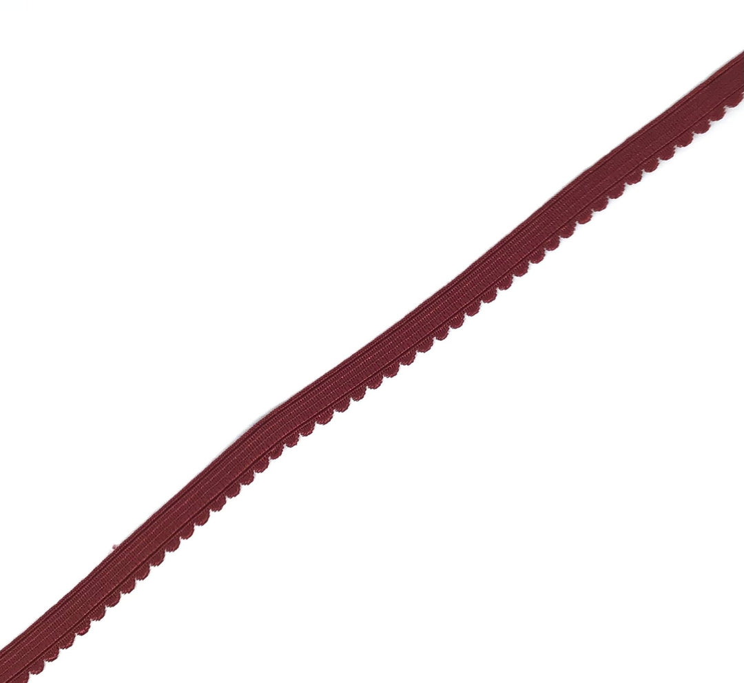 Elastic maroon for knickers 10mm scalloped edge - Violet Elizabeth - Haberdashery