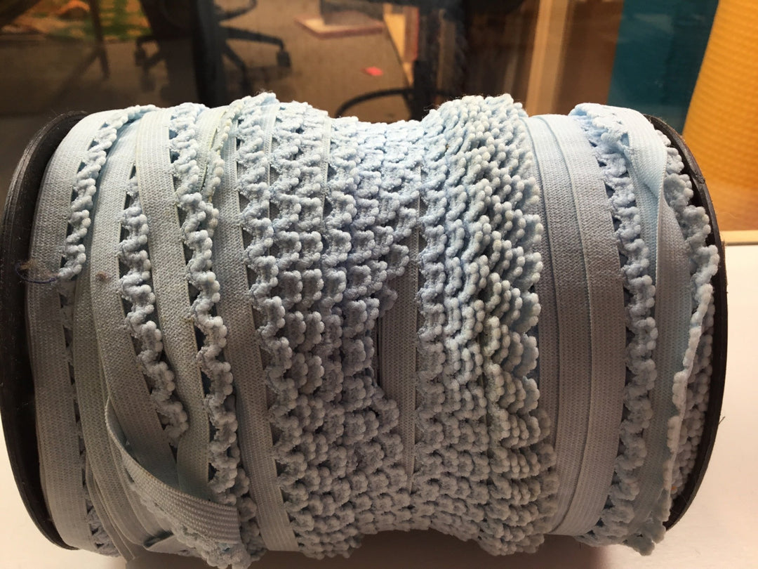 Elastic: pailist blue made for knickers 12mm inc.patterened edge - Violet Elizabeth - Haberdashery