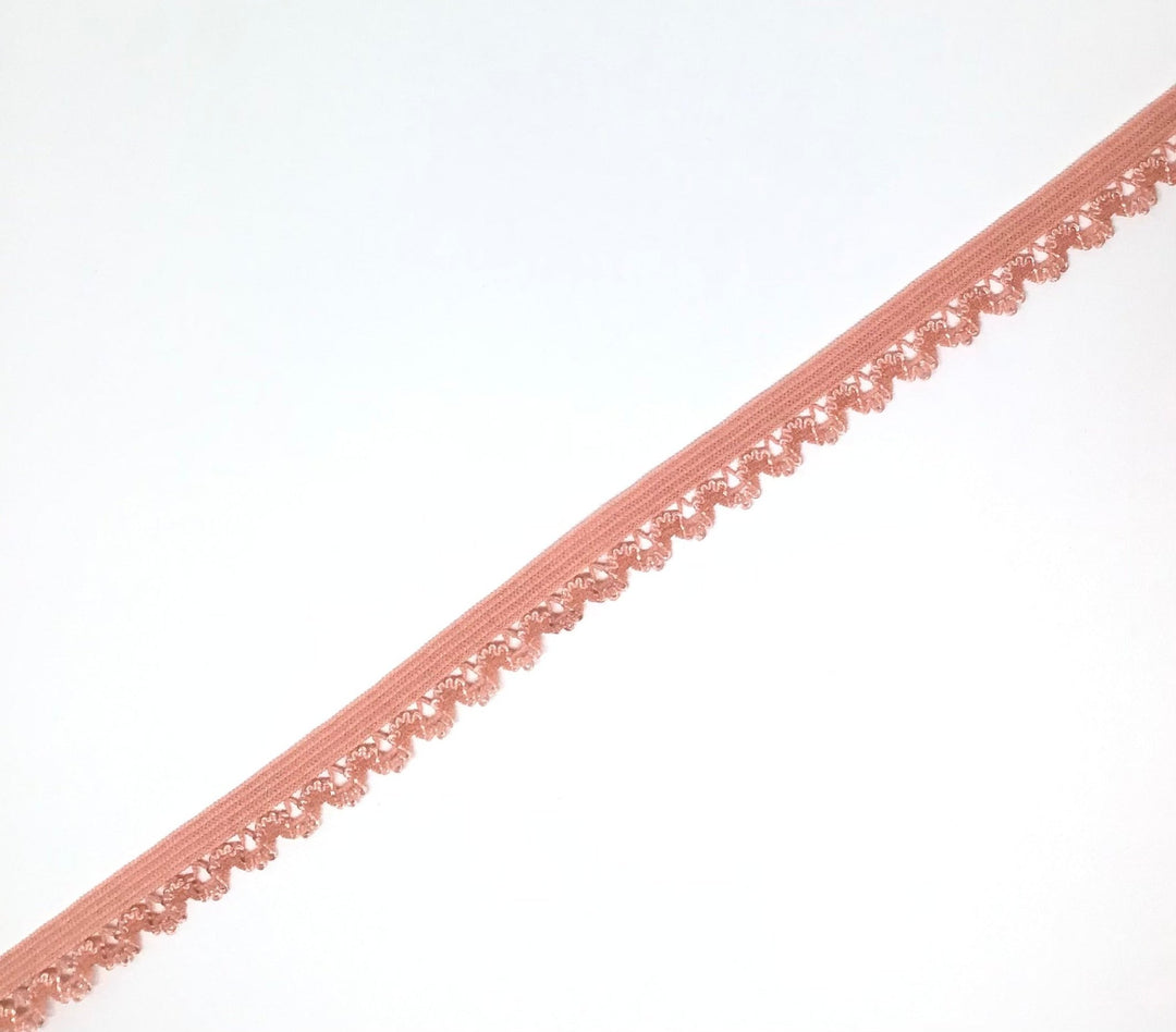 Elastic: perfect peach made for knickers 12mm inc.patterened edge - Violet Elizabeth - Haberdashery