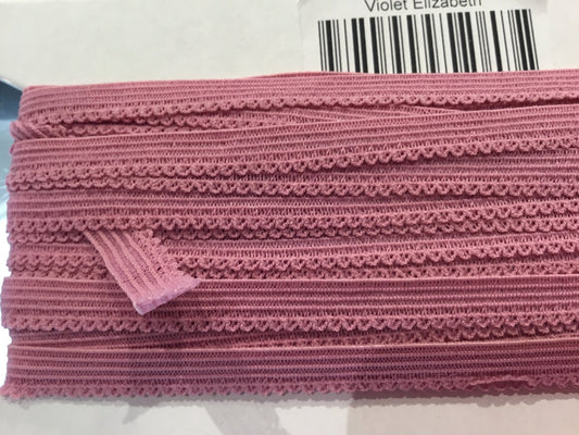 Elastic rose pink. for knickers 8mm inc. scalloped edge - Violet Elizabeth - Haberdashery