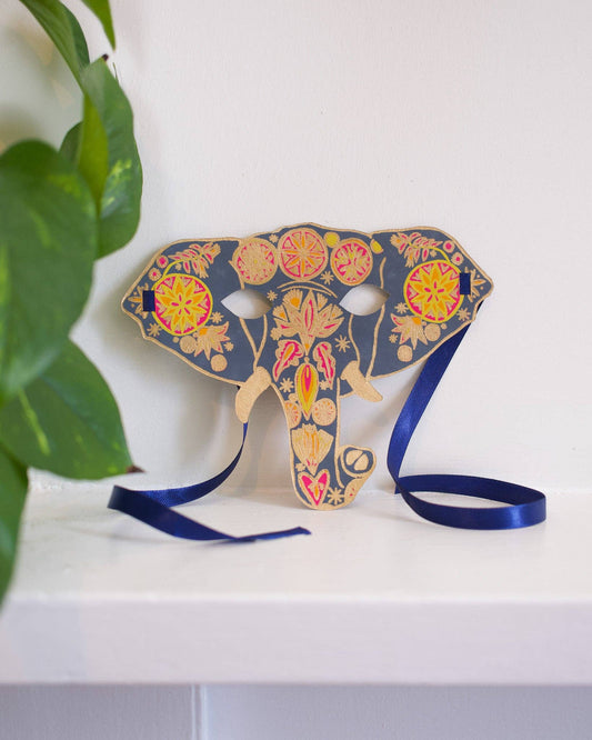 Elephant Mask Greeting Card - Violet Elizabeth - Gift Cards