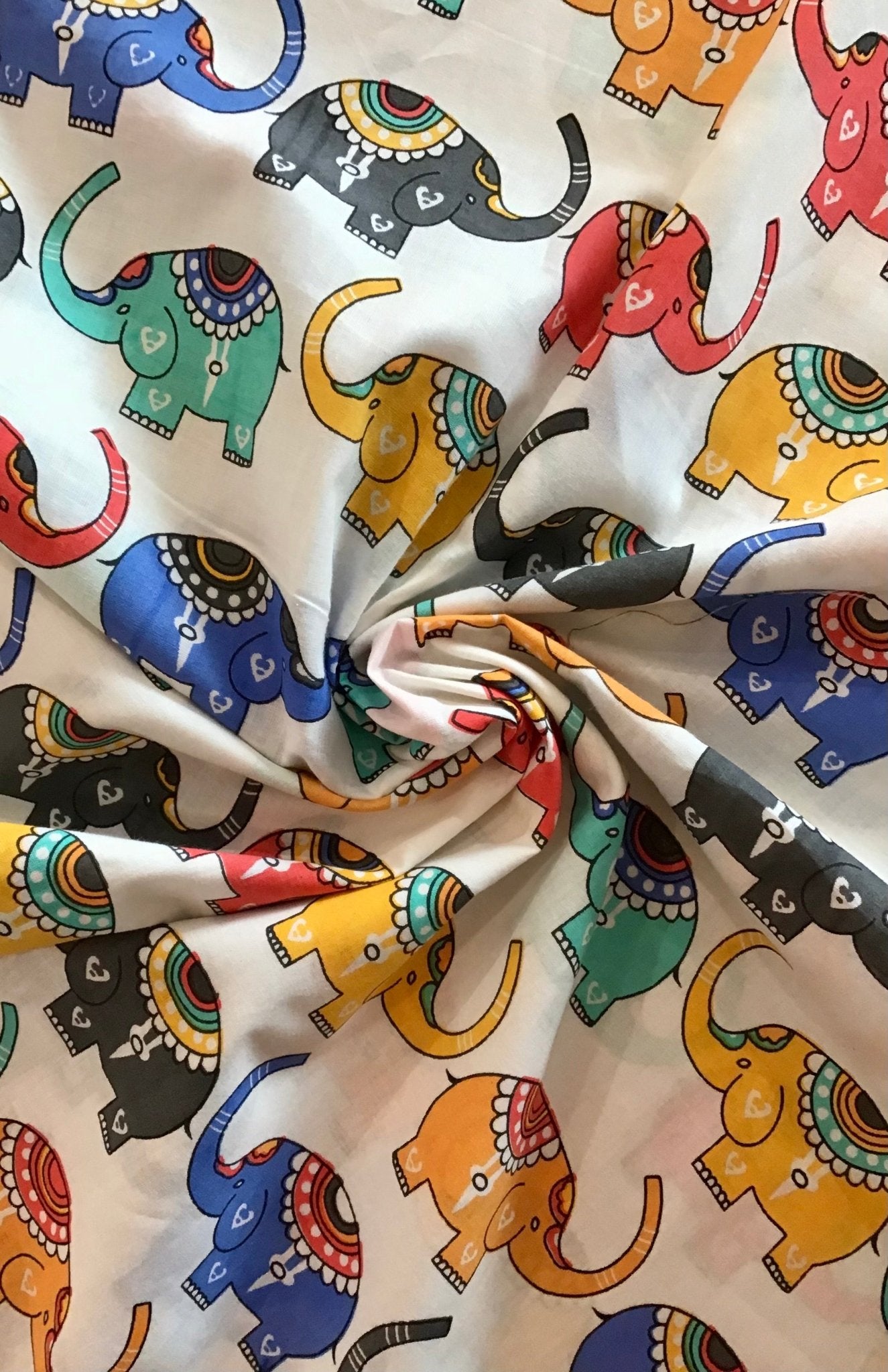Elephant Parade Screen Printed Fabric 100% Cotton - Violet Elizabeth - Haberdashery