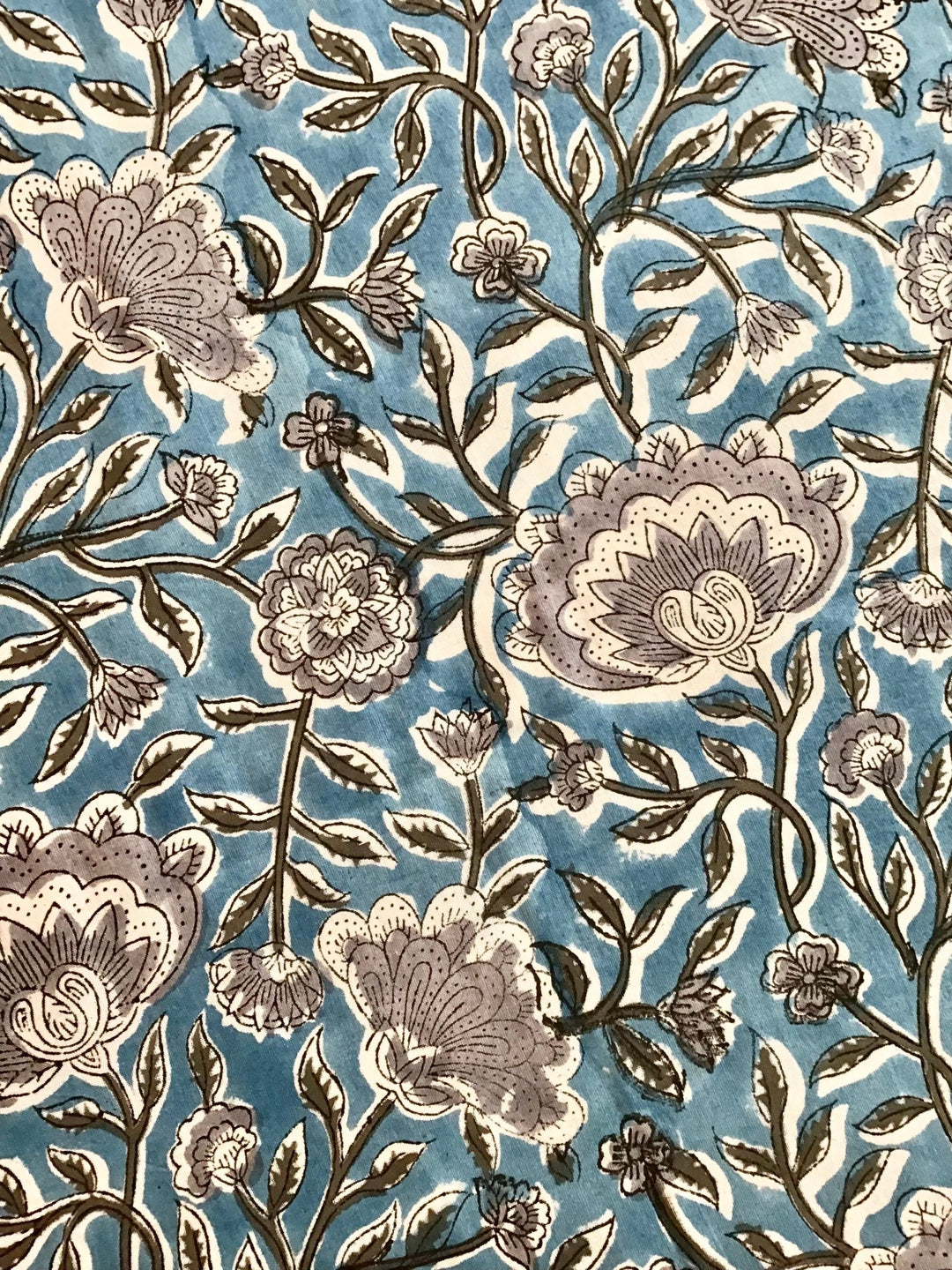 Exotic flower print Block Printed Fabric - Violet Elizabeth - Haberdashery