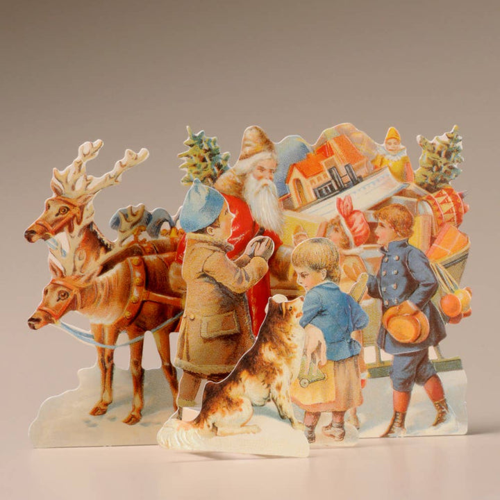 FATHER CHRISTMAS & CHILDREN 3D THEMED CHRISTMAS CARD - Violet Elizabeth - Christmas Decorations