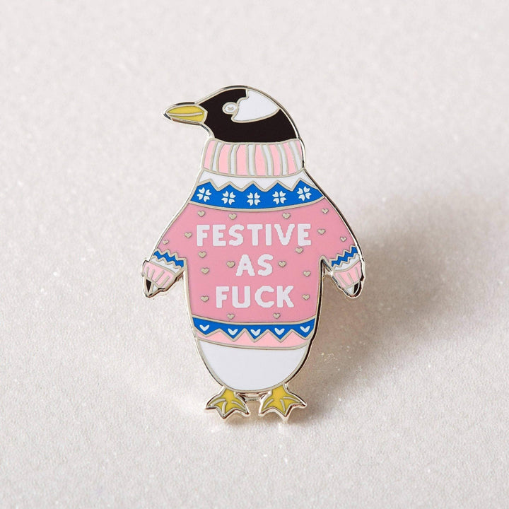 Festive AF Penguin Enamel Pin - Violet Elizabeth - 
