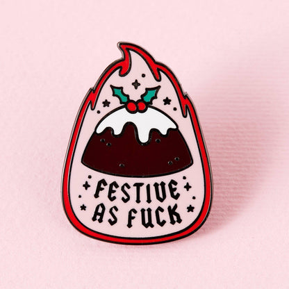 Festive As Fuck Pudding Enamel Pin - Violet Elizabeth - Jewellery