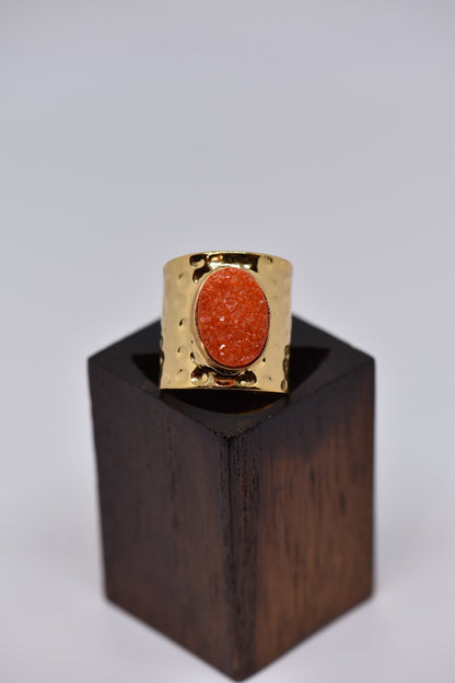 Fire Crystal Crush Agate Ring - Violet Elizabeth - Jewellery