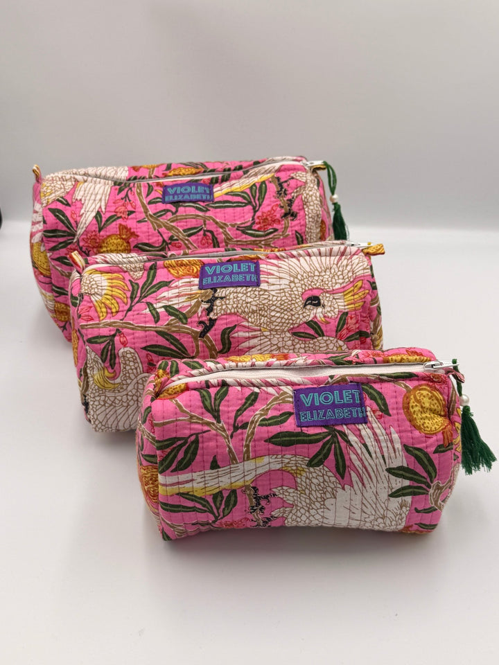 Flaming Cockatoo Printed Cotton Washbag