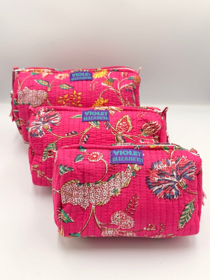 Fuchsia Flower Printed Cotton Washbag