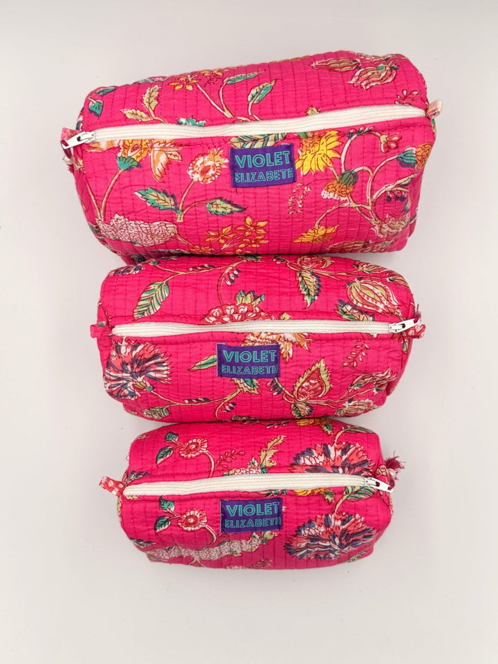 Fuchsia Flower Printed Cotton Washbag