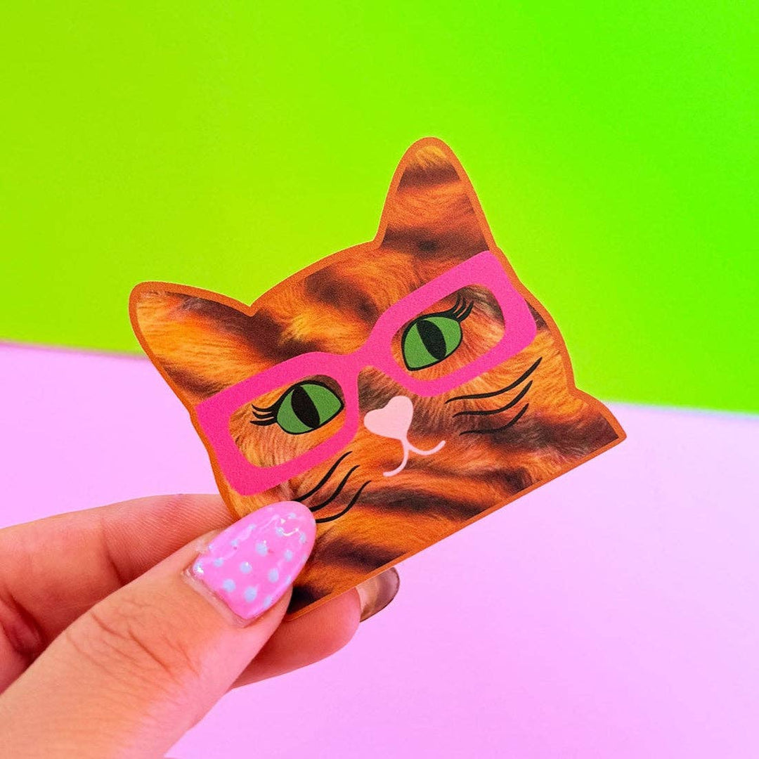 Ginger Cat With Glasses Sticker - Violet Elizabeth - 