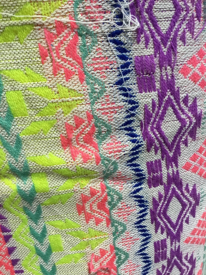 Glitter Multicolour Triangle Aztec Handloom Fabric