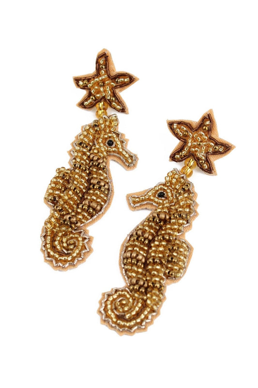 GOLD SEAHORSE EARRINGS - Violet Elizabeth - 