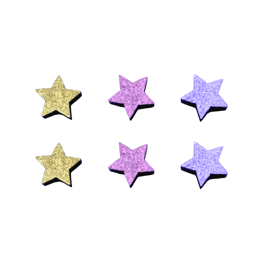 Gold star set mini hand painted wooden earrings - Violet Elizabeth - Jewellery