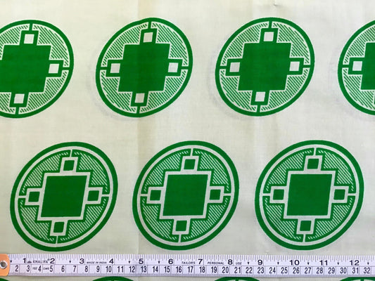Green circles and squares Wax print fabric - Violet Elizabeth - Haberdashery