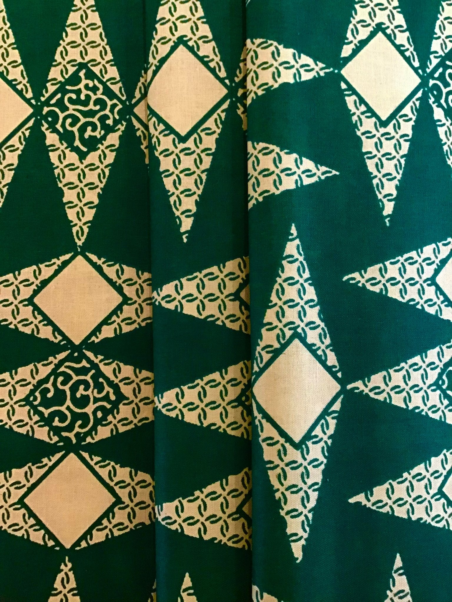Green geometric Wax print fabric - Violet Elizabeth - Haberdashery