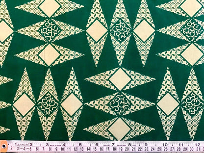 Green geometric Wax print fabric - Violet Elizabeth - Haberdashery
