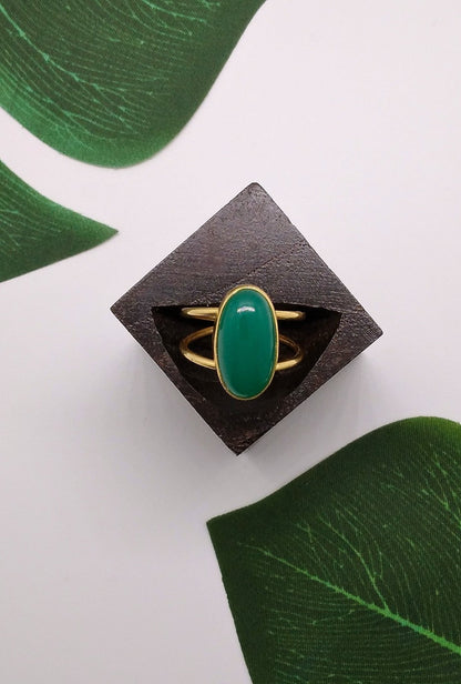 Green Onyx Magic Bean Stone Rings - Violet Elizabeth - Jewellery