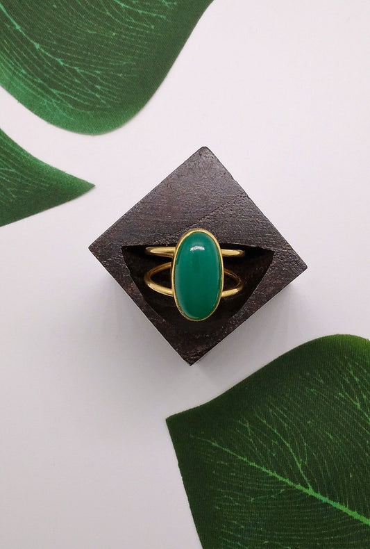 Green Onyx Magic Bean Stone Rings - Violet Elizabeth - Jewellery