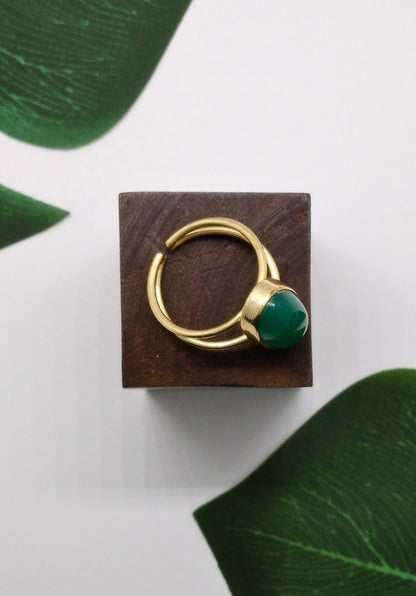 Green Onyx Magic Bean Stone Rings - Violet Elizabeth - Jewellery