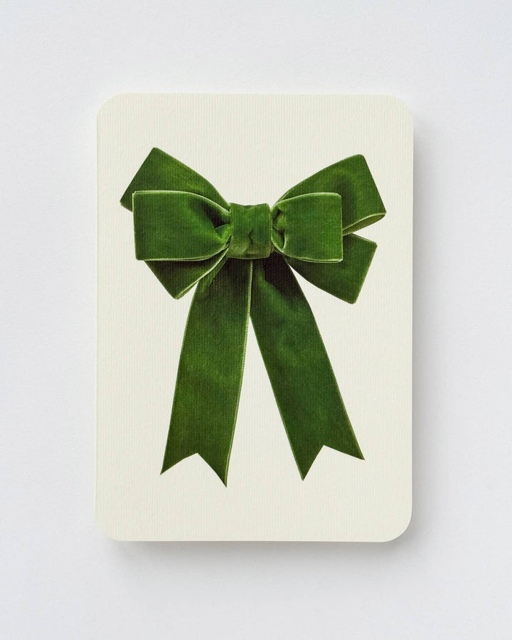 Green Velvet Bow Greeting Card | Birthday Card - Violet Elizabeth - 