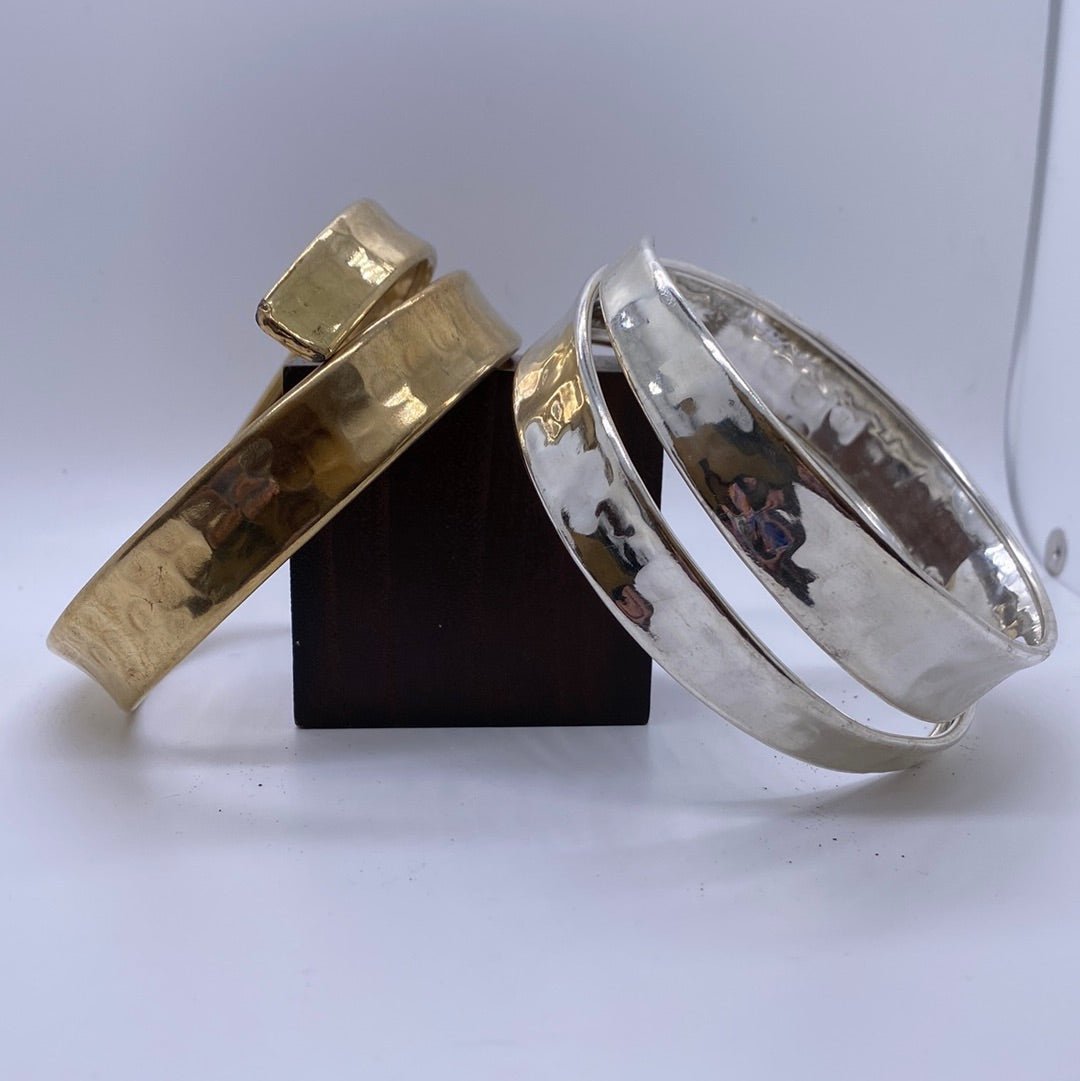 Hammered Slinky Cuff: Brass or Silver Plated - Violet Elizabeth - Jewellery